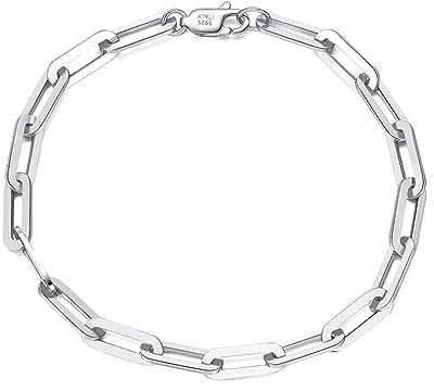 KnBoB Armband Anhänger, Damen und Herren 925 Silber Büroklammer Kette 4.5MM Schmuck 20 cm