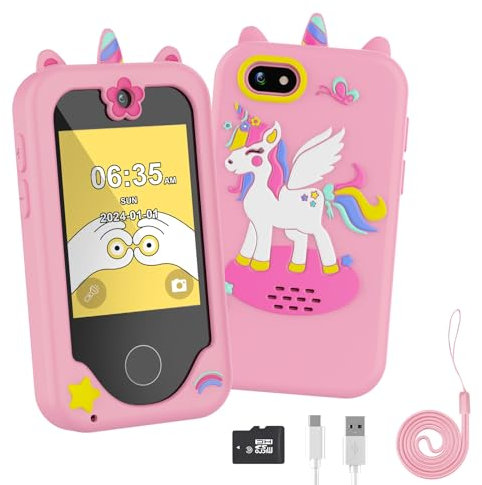 Etpark Telefono Giocattolo per Bambini, Smartphone per Bambini e Bambina, 2,8 Cellulare per Bambini, Smartphone per Bambini, Regalo per Bambina dai 3 ai 12 Anni, con Giochi, Telecamera, Musicale