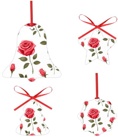 ducanll 2023 Weihnachtsschmuck-Designs, Glocken, Sterne, Weihnachtsbaum, Schneeflocken, perfekt für Weihnachtsdekoration draußen, Jubiläen, rote Rose, romantisches Muster