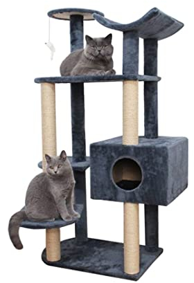 PIPONS Katzenbaum Kratzbaum Katzen-Kletterbaum Mit Scratching Scratcher Sisal Post Katzen-Kletterturm Condo-Plattform Mit Baumelnden Mäusespielzeugen katzenkratzbaum