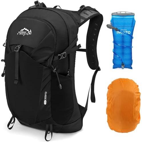 IX INOXTO Hiking Hydration Backpack with 3l Water Bladder for Women and Men 25L Water Backpack for Hiking, Cycling, Running, Climbing, Camping (Orange) (Black)