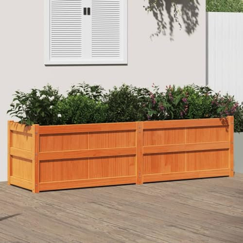 LAPOOH Jardinera Exterior Madera Maciza Pino marrón Cera 180x50x50cm, Huerto Urbano Terraza, Jardineras Exterior, Jardineria Maceteros, Mesa De Cultivo, Huerto En Casa - 837506