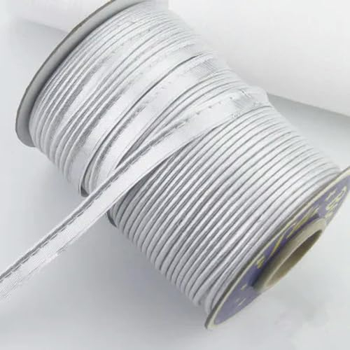 OPica Metallisches Schrägband mit Kordel, 10 mm breit, Paspelband, Gold-Silber, Polyester-Satin, Schrägband, DIY-Nähartikel-Zubehör