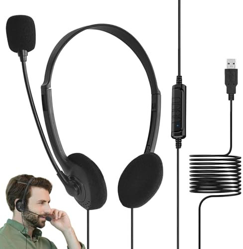 Maciun USB Game Headset with Microphone,Computer Game Headset - over Ear Wired Headphones, Comfortable and Adjustable Computer Accessories for Home Pc Tablet