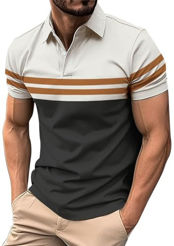 Polo Manga Corta Hombre Polo Manga Corta Tennnis Deportivo Casual Polo Polo Rayas Verano Camiseta Slim Fit con Cuello Clásico Ropa Transpirable Golf Polo