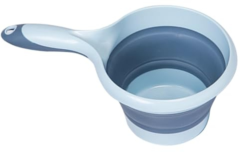 Cucharón de cocina plegable, cuchara de baño plegable, cucharón de baño para colgar el cabello, cucharón de agua portátil grueso que ahorra espacio para lavar el cabello