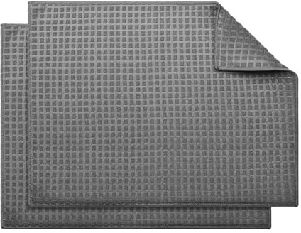 Dish Drying Mat for Kitchen Counter - 2 Pcs 19.68 x 14.96 in Grey Microfiber Absorbent Drying Mat, Machine Washable, Non-Slip for Dishes/Cups/Tableware, Countertop Protector - AstraLoom