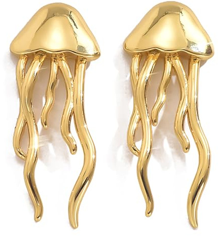 Julyls Boucles d'Oreilles en Or Méduse - Coquillages Style Boho Océan - Chaîne de Plage Été Tendance - Cadeaux Femmes