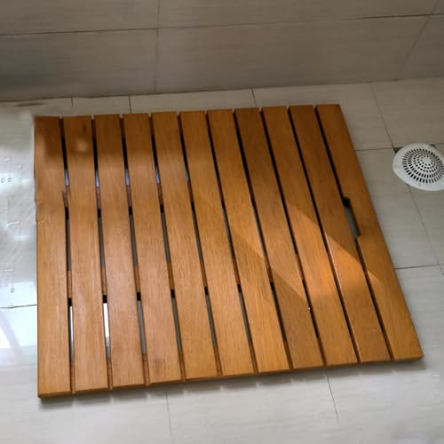 Caillebotis Douche Tapis de Bain en Bois Personnalisable pour Douche, Grande Petite Planche de Douche Antidérapante en Bois de Cèdre, Tapis de Salle de Bain Intérieur et Extérieur Imperméable(70cmx120