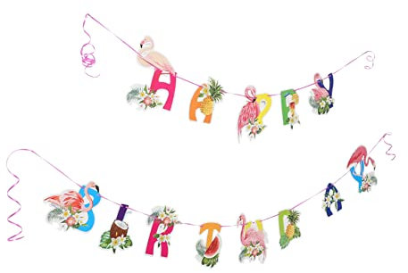 UPKOCH 2satz Hawaii Geburtstagsbanner Teiliges Cartoon Dekoration Für Sommerfeiern Flamingo Ananas Design Für Geburtstagsfeiern Und Festliche Anlässe