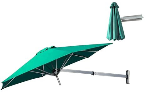 Ombrelloni A Parete, Parasole Con Asta Regolabile, Ombrellone A Tettuccio, Parasole Grande Da 2,5 M, Parasole Inclinabile For Balcone Esterno Da Giardino, Ombrellone For Cortile/Giardino/Portico(Green