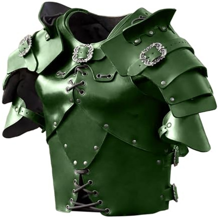 Amagogo Mittelalterlicher Brustpanzer für Herren mit verstellbarem Riemen, Weste, Rüstung für Halloween, Cosplay, GrÜn