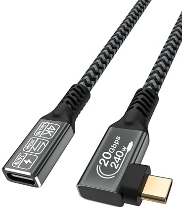 CAKOBLE USB C VerlängerungsKabel 2M,usb c verlängerung 2m winkel,USB Typ C 3.2 Stecker auf Buchse Verlängerungskabel 20Gpbs/240W und 4K@60Hz kompatibel mit iPhone 16/15 Pro Max,Galaxy S24/S23