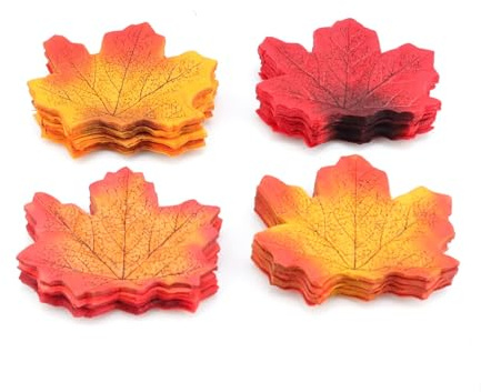 LWLWA Künstliche Ahornblätter, 400 Stück Herbstlaub Deko, Blätter Deko Herbst, Streudeko Herbst 4 Farben Herbstlaub Blätter, für Fenster, Raum, Hofdekoration Herbstdeko Tisch