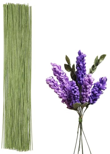 POPOYU 50 stycken 40 m blomtråd, blomtråd, ljusgrön, 1 mm papperstråd för pysseltråd, tunn, blomtråd, pysseltråd, trådstavar för konstgjorda blommor, bröllop, bukett, dekor