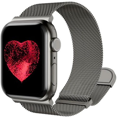 Générique Métal Bracelet Compatible with Apple Watch 49mm 46mm 45mm 40mm 41mm 38mm 44mm 42mm Ultra Magnétique Series 10 9 8 7 6 5 4 3 2 1