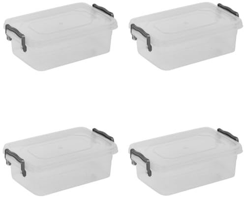 URBNLIVING Cajas de almacenamiento seguras con cierre de alimentos para cocina, con tapas, asas, de plástico, transparente, tamaño pequeño, mediano, grande, fuerte, 650 ml, paquete de 4 recipientes