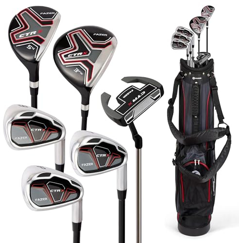 Fazer CTRX Steel Golf Half Set - 6-Piece Club Set with Woods & Irons - Complete Starter Package with Stand Bag & Headcovers - Ideal Golf Club Set for Beginners