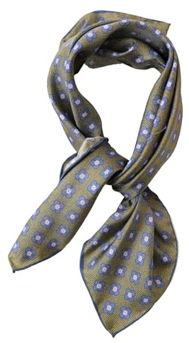 Prettystern unisex handrullad sidenhalsduk silke nickitduk bandana för kvinnor män, 39 grön blå, 53/53 cm, handgerollter Saum
