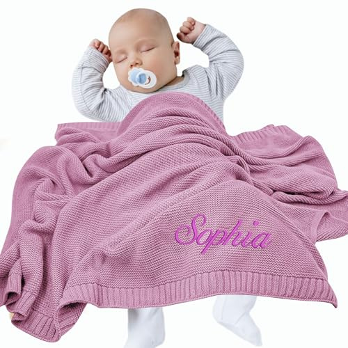 FPFNFSVI Personalisierte bestickte Babydecke, Baumwolldecke mit Namen