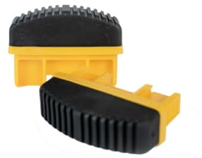 DRABEST - Rutschfeste Leiterfüße für Industrie-Leitern - 70x20x50mm - 2 Stück - mit Gummi Zusatz - Antirutschfüße, Ersatzfüße für Leiter, zum Schutz des Bodens vor Kratzern - Schwarz-Gelb