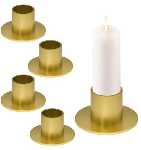Lot de 4 bougeoirs pour bougies tiges, bougeoirs, bougeoirs dorés en métal rétro, bougeoir de Noël pour bougies, décoration d'Halloween (doré)