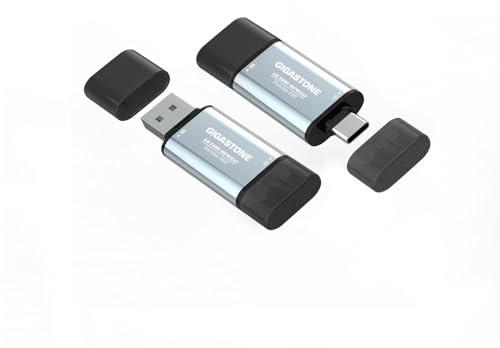 GIGASTONE Disco duro externo SSD 512 GB (2 unidades) USB A+C hasta 500 MB/s para PS5 iPhone16 4K 60 fps ProRes USB3.2 Gen2 - Disco duro portátil para MacBook iPad PlayStation Xbox Duo Go