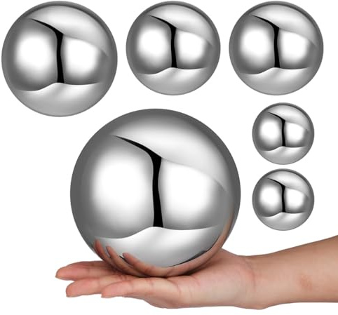 Toyvian Mirror Gazing Balls for Garden Stainless Steel Decorative Balls Hollow Reflective Globe Ball Set with Multiple Sizes for Ponds Patio Yard and Outdoor Seasonal Decor