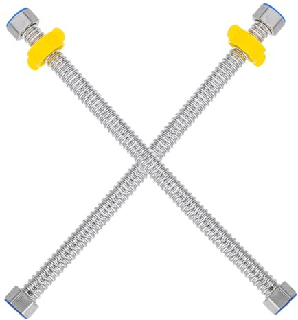 TEHAUX 2pièces Tuyau Acier Inoxydable Raccord De Tuyau Eau Pour Chauffe-eau Lave-linge Et Autres Appareils Domestiques Tube Ondulé Pour Installation Facile
