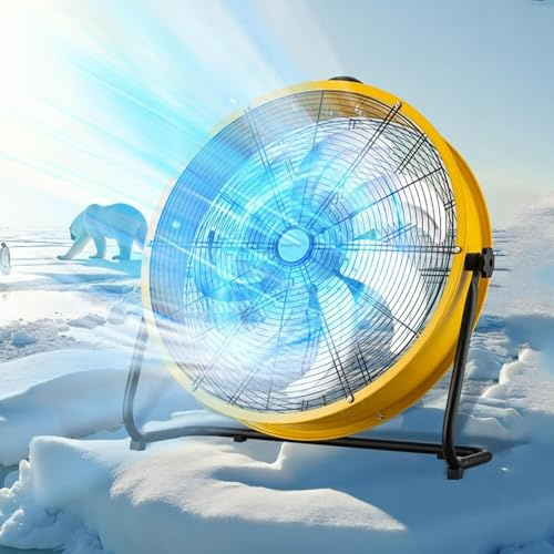 Industrial Floor Fan with Heavy Duty Metal Blades - 3-Speed Adjustable for Commercial, Gym, and Garage Use