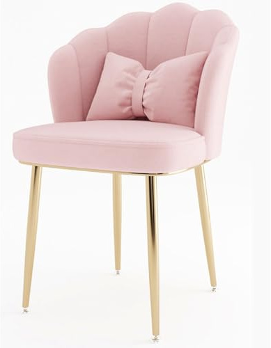 Armlös badkarsstol – böjd hög rygg vadderad sminkstol för vardagsrum, sovrum och smink, elegant pulverfinish med eleganta gyllene ben