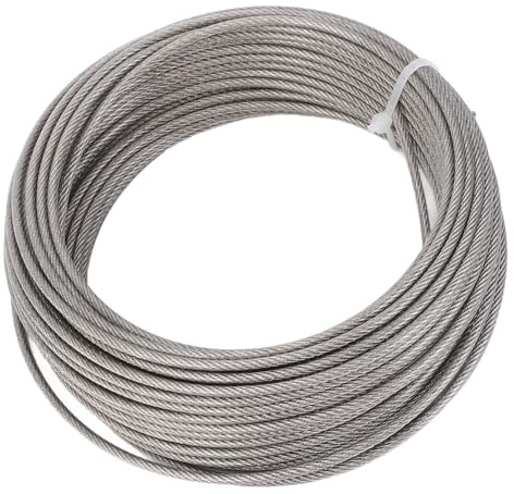 FTVOGUE Kit de Cuerda de Alambre Revestido Azul de Acero Inoxidable 304 de 66 Pies, Cable Resistente a los Rayos UV de 3 Mm para Tendederos, Soporte de Plantas, Luces Exteriores, Decoración Colgante