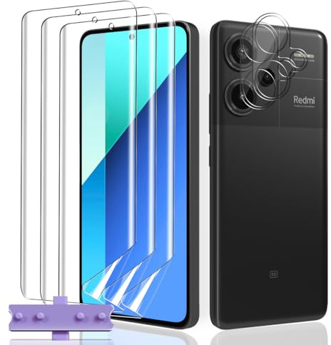 Teenrpov Protector de Pantalla para Xiaomi Redmi Note 13 Pro Plus 5G/Note 13 Pro+ 5G, 3 Piezas TPU Flexible Protector Pantalla + 2 Protector cámara Cristal Templado, HD, Resistente a Arañazos