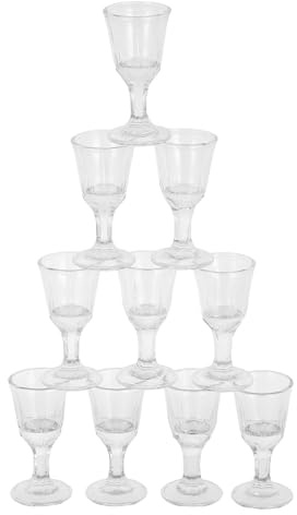 LALADEFIEE Set 10 Bicchieri da Liquore in Vetro da 10 Ml Calici Lisci per Whisky e Vino Resistenti e Adatti a Feste Matrimoni e Ristorazione
