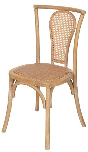 Biscottini Chaise cuisine vintage en bois de frêne et rotin 44x46x88 cm - Chaise de salle à manger - Chaises de cuisine - Chaises de salle à manger en bois et paille de Vienne - Chaises de salon