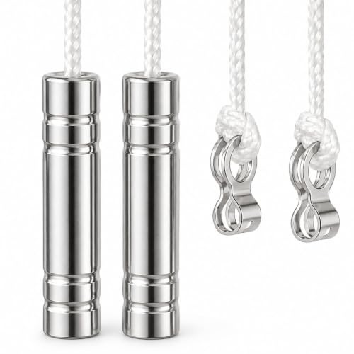 Volink 2PCS Light Cord Pull String, Pull String Light Switch Cylinder 1.5m | Chrome Bathroom Pull Cord Extension String Pendant Weight Connector for Ceiling Light Fan Blinds Curtains Shower