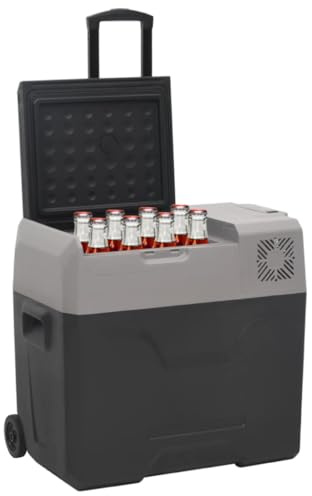 Tomostar Glacière Électrique, Glacière à Compression Mini Réfrigérateur de Voiture Camping avec roue et adaptateur noir et gris 30L polypropylène