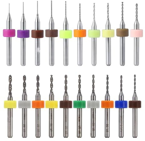 20 Pezzi Punte da PCB Micro,Mini Trapano da 0,6 mm a 1,5 mm e da 1,6 mm a 2,5 mm Punte Twist Bits,per Circuiti Stampati,Ambra,Cera d'api,Plastica,Gioielleria,Incisione