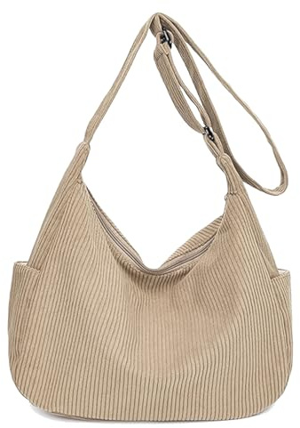 HAIWILL Crossbody Bag - Borsa a tracolla da donna, media grandezza, mezza luna, borsa shopper da donna, in tessuto, per college, scuola, lavoro, viaggi, shopping, cachi