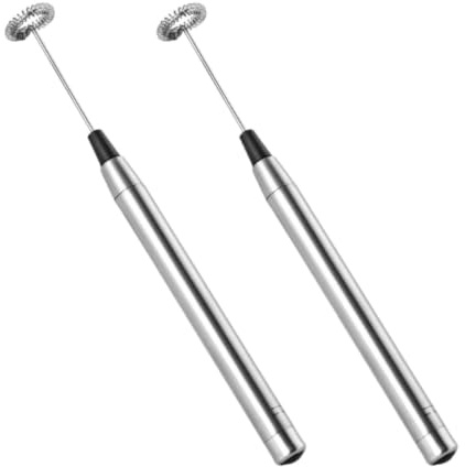 TOYANDONA Électrique Portable en Acier Inoxydable 2 Pièces, Mélangeur à Main Automatique pour Mousse de Lait, pour Café Cuisine