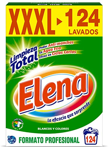 Elena Detergente para lavadora, adecuado para ropa blanca y de color, formato polvo - 124 dosis
