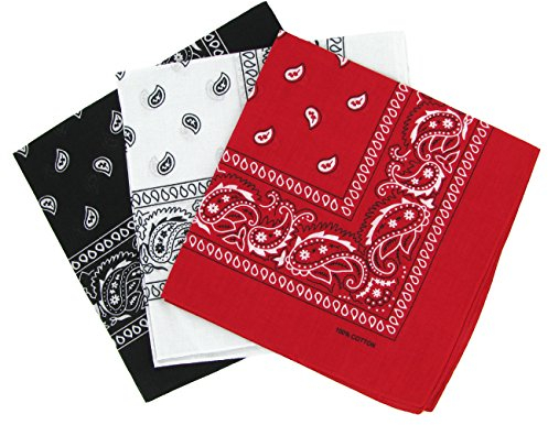 Snner Paisley Bandana, Rot, Weiß, Schwarz, Einheitsgröße