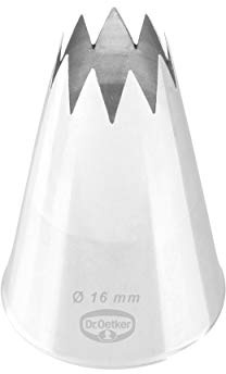 Dr. Oetker Sterntülle 16 mm, Sterntülle aus der Tüllen-Manufaktur, Backzubehör zum Dekorieren (Farbe: Silber), Menge: 1 Stück