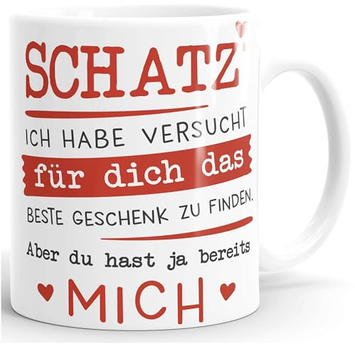 MoonWorks® Kaffee-Tasse Schatz ich habe versucht für dich das beste Geschenk zu finden Geschenkidee Liebe Weiss Keramik-Tasse