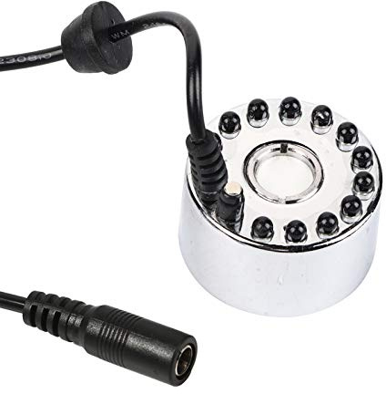 EVTSCAN 24V LED Nebelmaschine Luftbefeuchter 12 LEDs Ultraschall Teich Zerstäuber LED Vernebler (Adapter nicht enthalten)