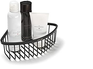 Sagittarius 80S1-B Corner Shower Shelf – Rustproof Stainless Steel Organizer – Polished SUS304, 8cm Deep – Durable Corner Storage, Matt Black