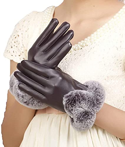 GHCXY Unisex-Erwachsene Fäustlinge für Damen, Herbst und Winter, einfach, niedlich, warm, dick, glamourös, für Auto, Wind und Wasser, flauschig, Lederhandschuhe, Lila, Größe M