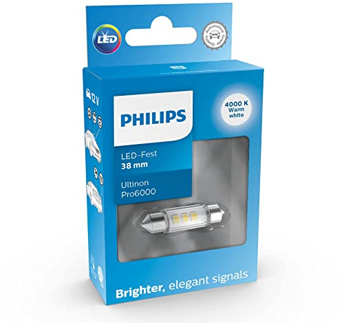 Philips Ultinon Pro6000 LED Festoon lampe de signalisation automobile (C5W), 4.000K, 38mm blanc