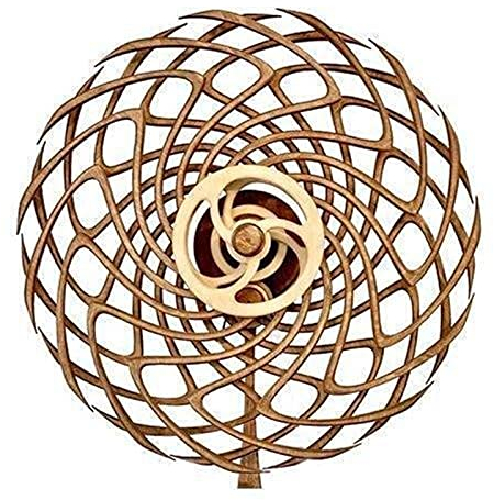 Syfinee Kinetic Energy Rotierende Windmühle aus Holz Schnitzerei Wandornamente, Infinity kinetische 3D Kunst Wandbehang Drehbare Windmühle für Wohnzimmer Büro Dekoration