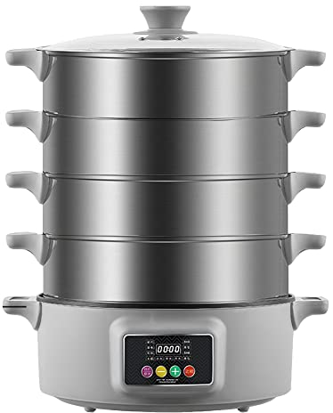 MNSSRN Steamer Alimentari a Grande capacità, piroscafo Elettrico, pentola di Pesce al Vapore Domestico in Acciaio Inox, panini al Vapore, cassetti a Vapore Multistrato,4F